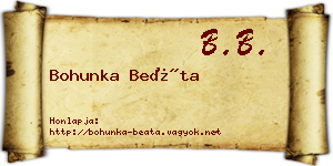 Bohunka Beáta névjegykártya