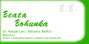 beata bohunka business card